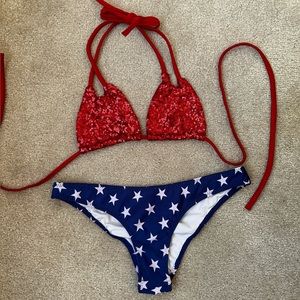 USA American Flag Bikini Sequin